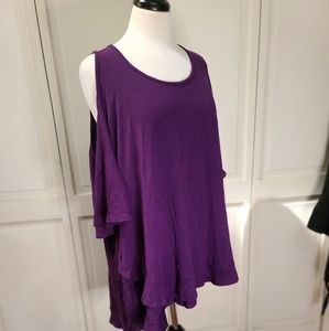 Purple Torrid cold shoulder layered shirt in size 4x super soft and flowy